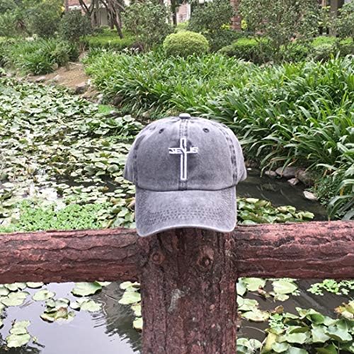 Nvjui jufopplaj muški kršćanski isus cross bejzbol kapu podesiv oprani vintage smiješni tata šešir