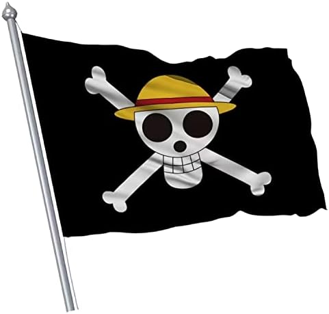 3 x 5ft Luffy's Smamw Hat Pirate Flag, 150cm x 90cm op gusarski anime jolly roger gusar s slamnastom šeširom zastavom