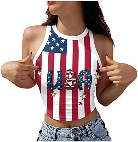 Američka zastava tiskani tenk vrhovi žene usa zvijezde stripes patriotske majice Ljetna labava prsluk dna tenk gornji vrh