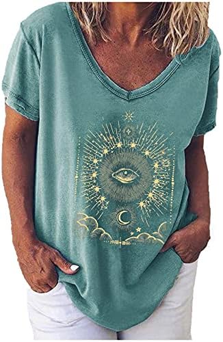 UIKMNH Opuštena košulja za žensku majicu Ljetna majica Aztec bluze košulje s kratkim rukavima
