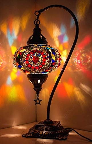 Stolna svjetiljka od mozaika od turskog marokanskog Labuđeg vrata ručno rađena noćna svjetiljka ukrasna lampa Tiffani tijelo od antiknog