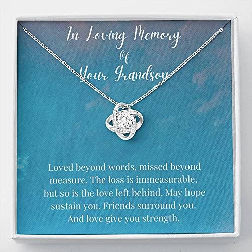 Kartica s porukama, ručno izrađena ogrlica- Personalizirani poklon ljubav čvor, Gubitak ogrlice u unuku u sjećanju na vašeg unuka,